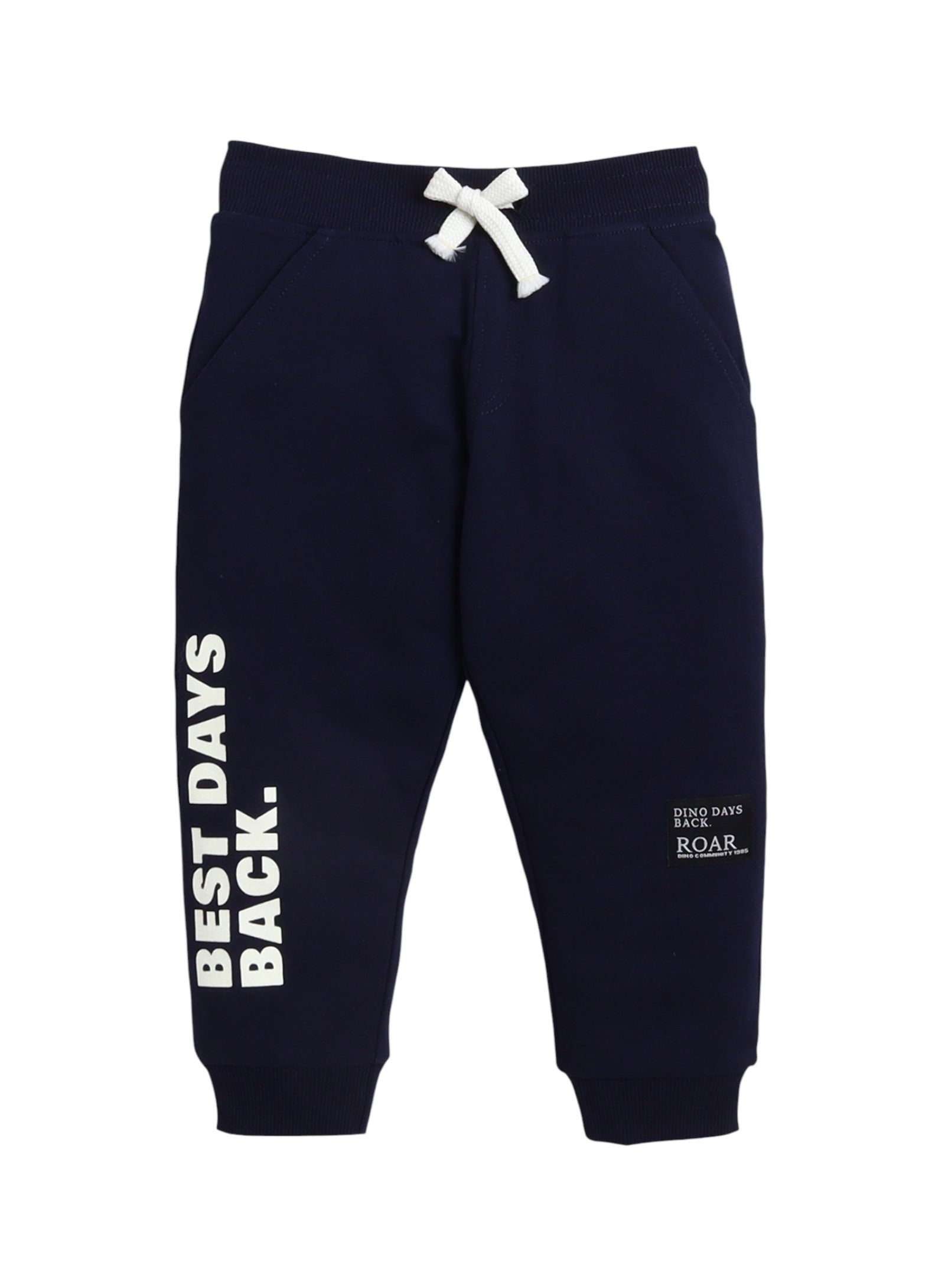 Infant Boys Œbest Days Roar” Fleece Tracksuit “ Dark Blue 2-Piece Set
