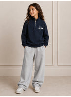 Girls Half Zip Pullover with Back Graphic Statement