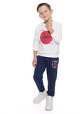 Boys' 2-Piece Sweatshirt And  Jogger Set Off White-Navy