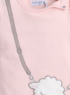 Dirkje Sheep Patched Sweatshirt And Pant Set - Pink/Grey