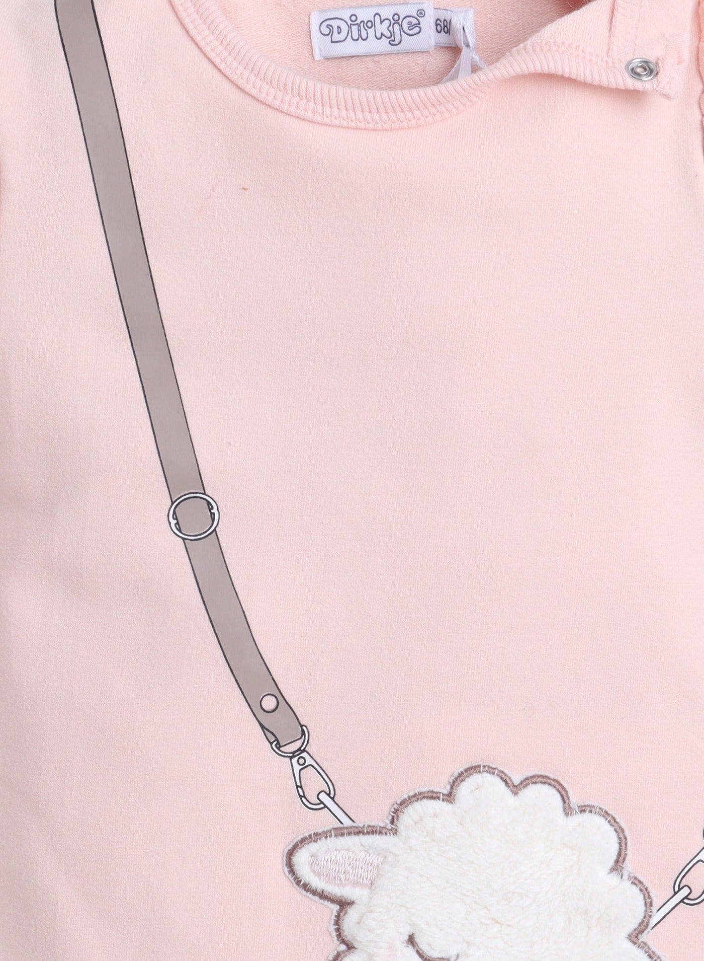 Dirkje Sheep Patched Sweatshirt And Pant Set - Pink/Grey