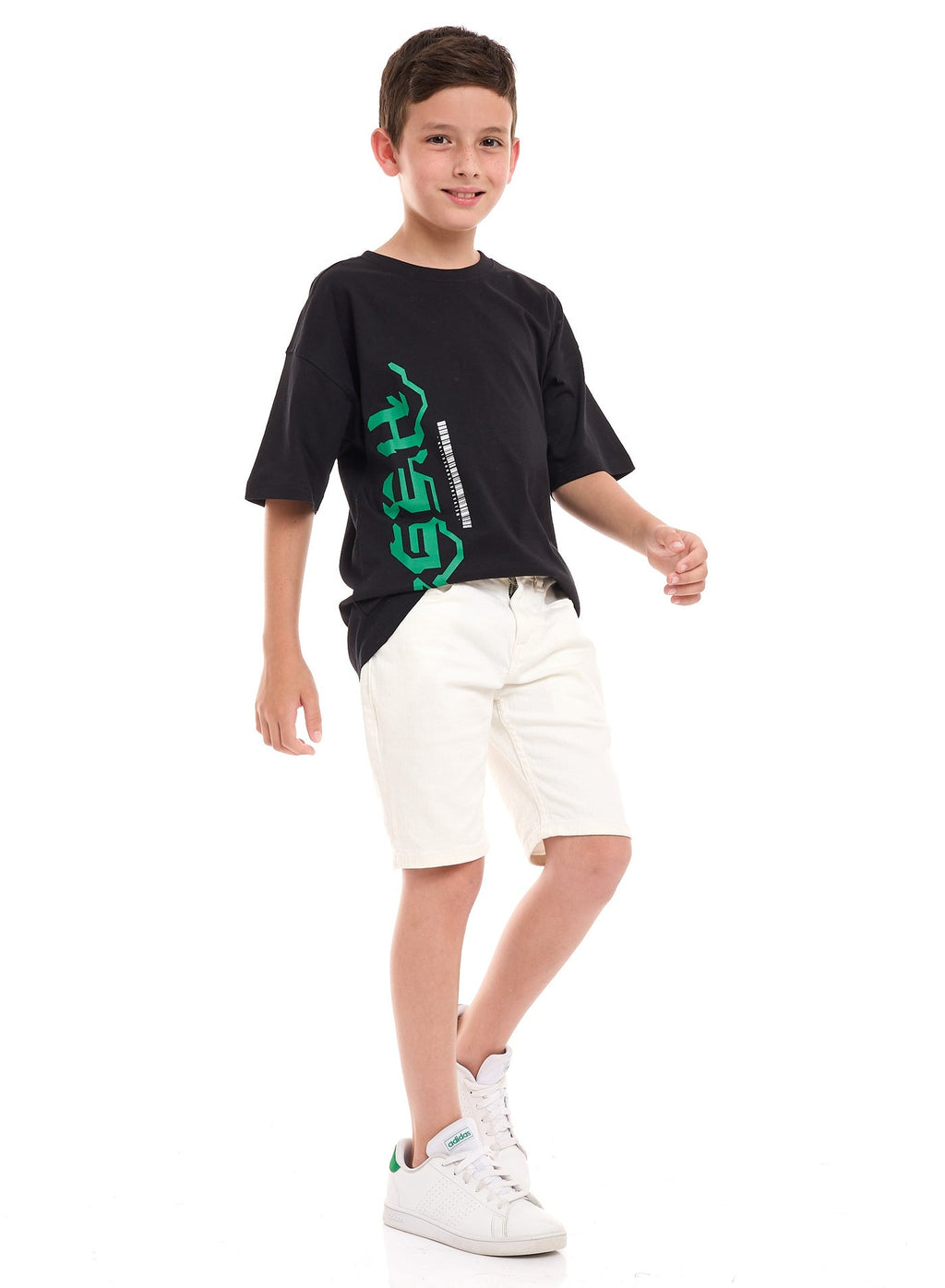 Victor and Jane Cotton Tech Graphic Oversized T-Shirt - Black
