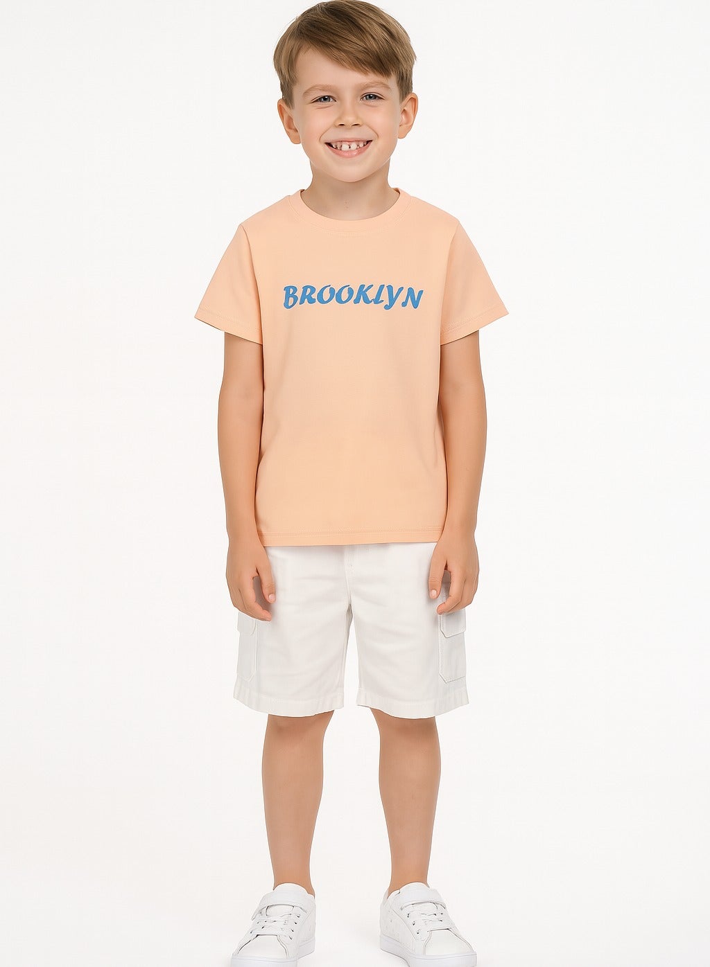 Junior Boys ‘BROOKLYN’ Graphic T-Shirt – Peach