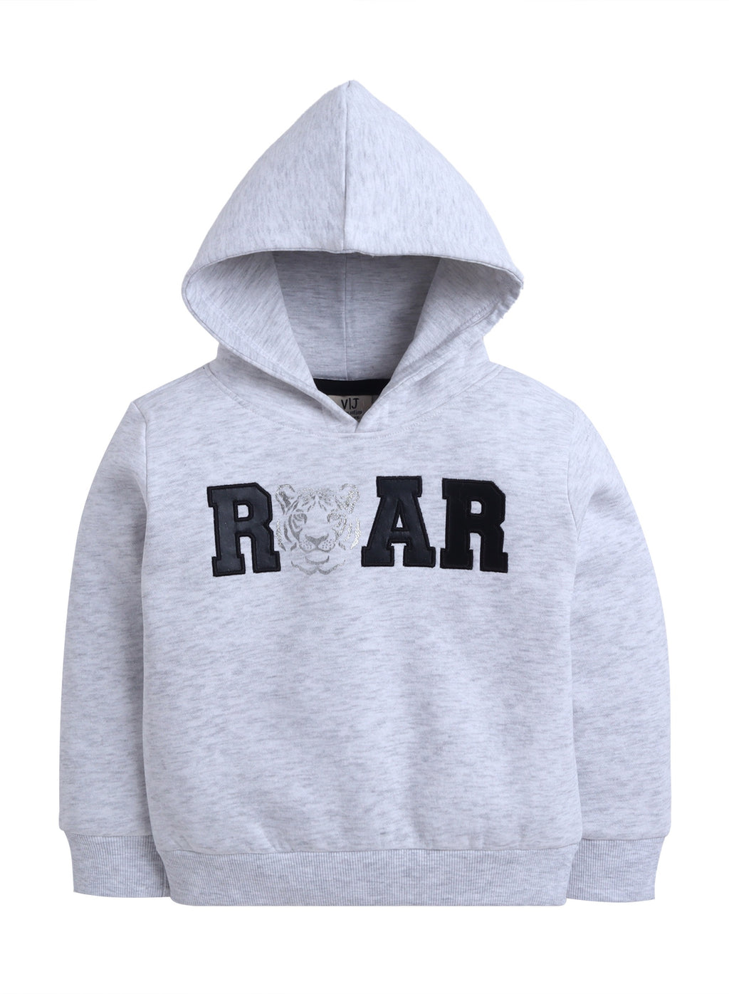 Girls Œroar” Tiger Fleece Hoodie “ Grey
