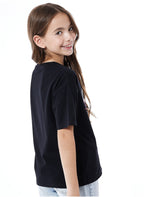 Victor And Jane Girls Graphic Oversized Fashion T-Shirt - Black