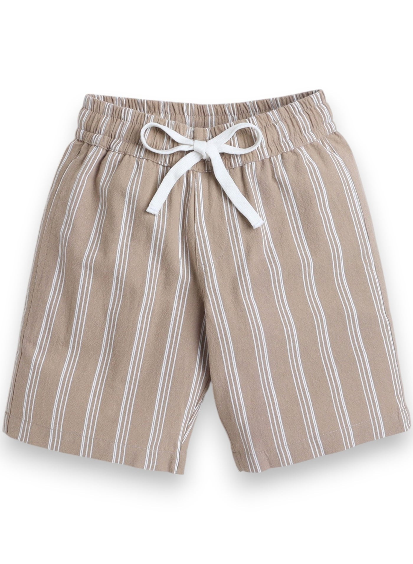 Boys' Casual Cotton Shirt & Shorts Set – Short Sleeve Outfit - Beige