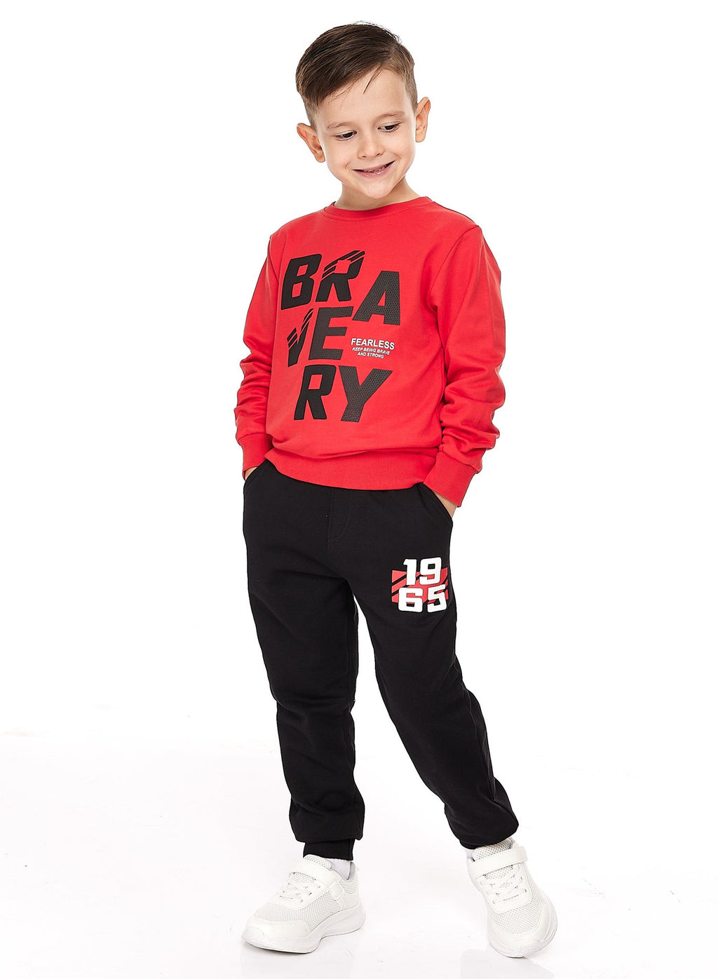 Boys' 2-Piece Sweatshirt And Jogger Set (2 -8 Yrs) Red-Black
