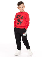 Boys' 2-Piece Sweatshirt And Jogger Set (2 -8 Yrs) Red-Black