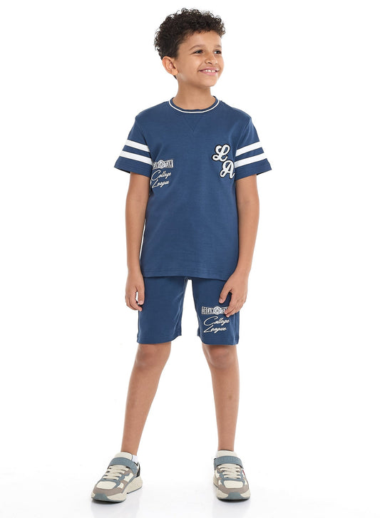 Victor and Jane Sr Boys' LA Aplique Embroidery Set - Blue