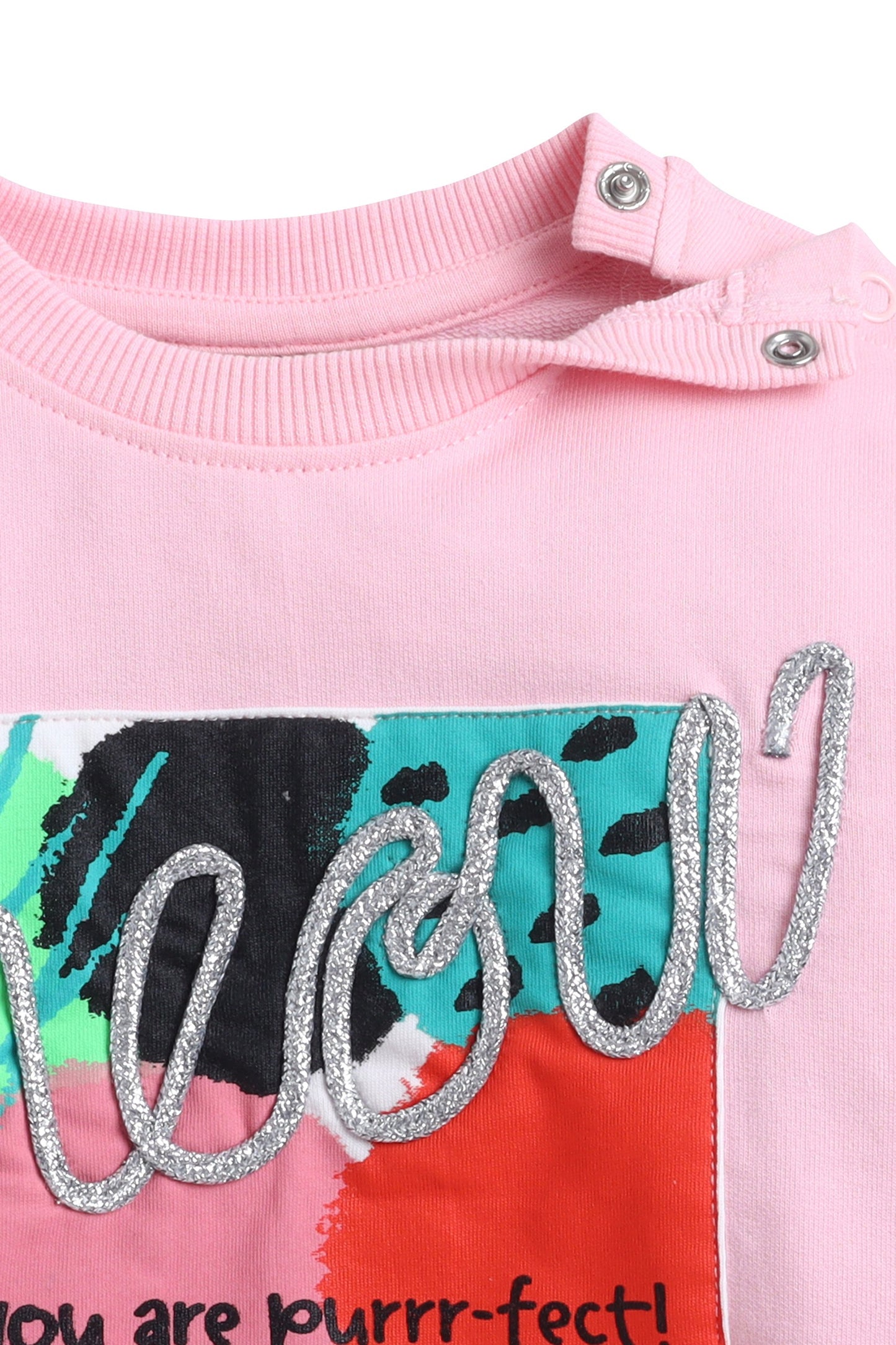 Baby Girl Wild Graphic Fleece Tracksuit – Pink 2-Piece Set