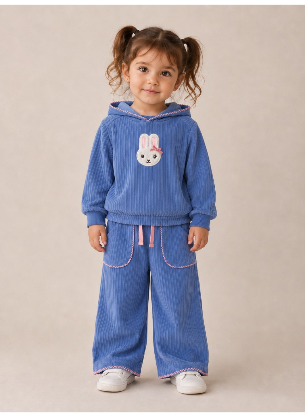 Baby Girls Bunny Hoodie and Pants Set with Ear Detail