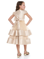 Chic Champagne Satin  Party Dress With Mesh & Decoration