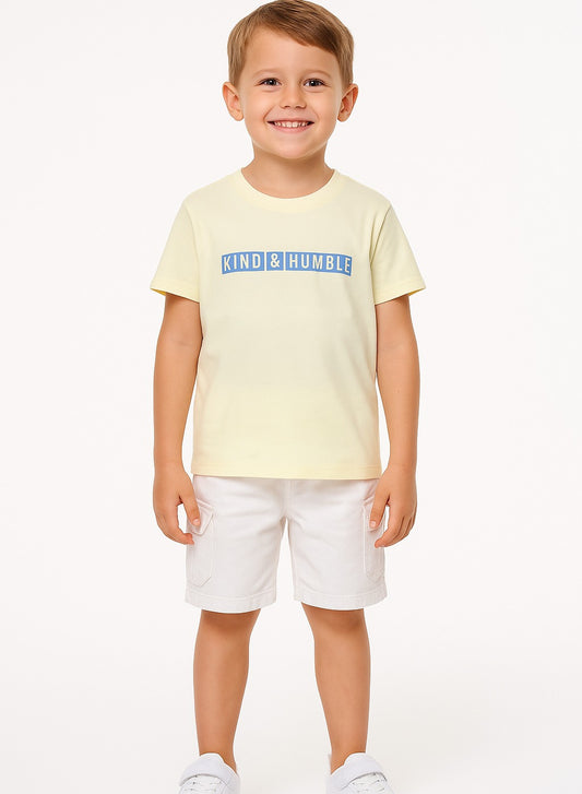 Junior Boys Slogan Print Cotton T-Shirt - Yellow