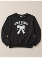Girls Good Vibes Graphic Pullover Top