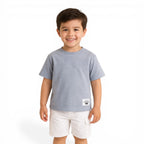 Junior Boys Ribbed Cotton T-Shirt- Grey