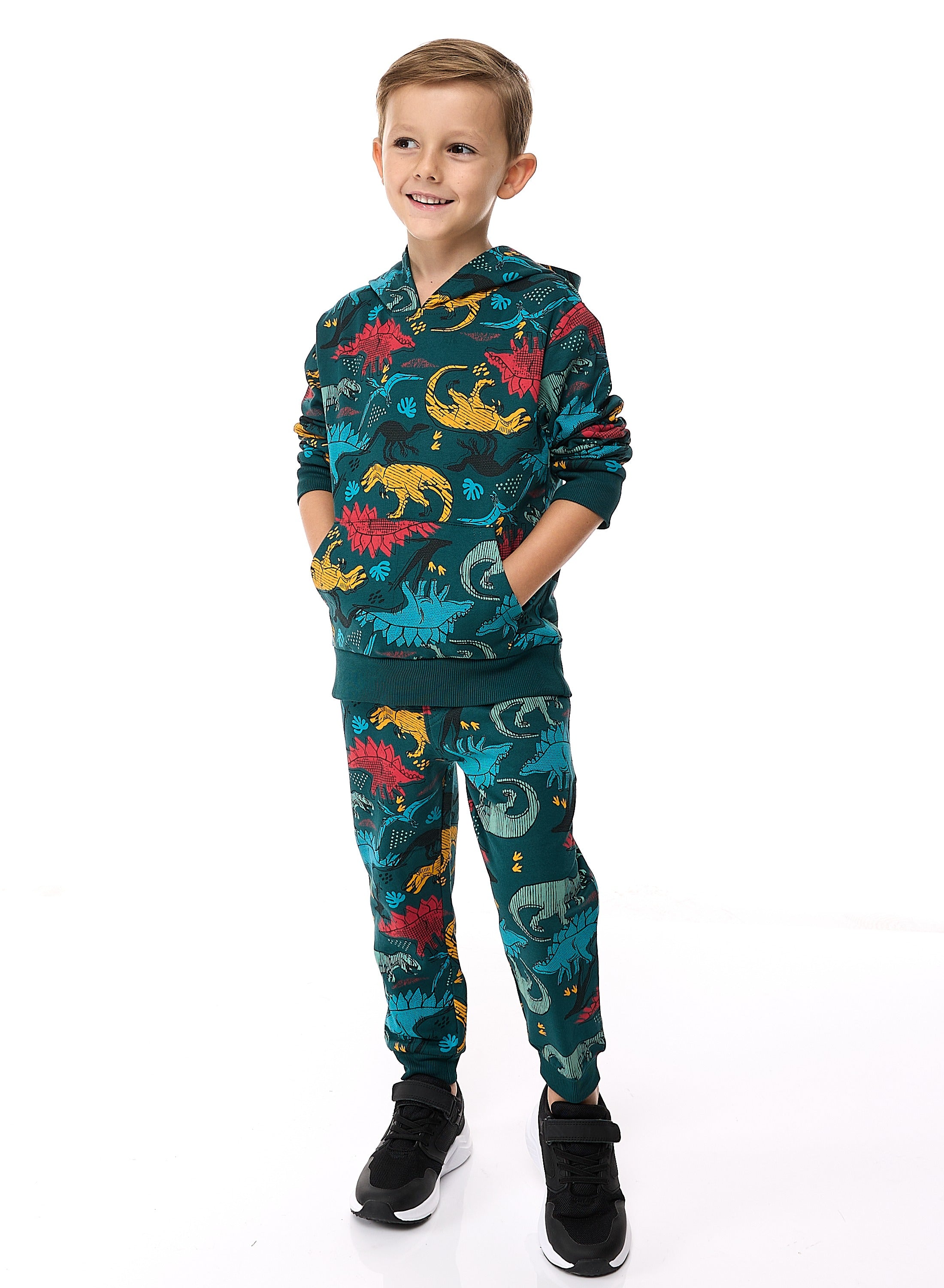 Boys' 2-Piece Printed Dinosaur Hoodie And Jogger Set