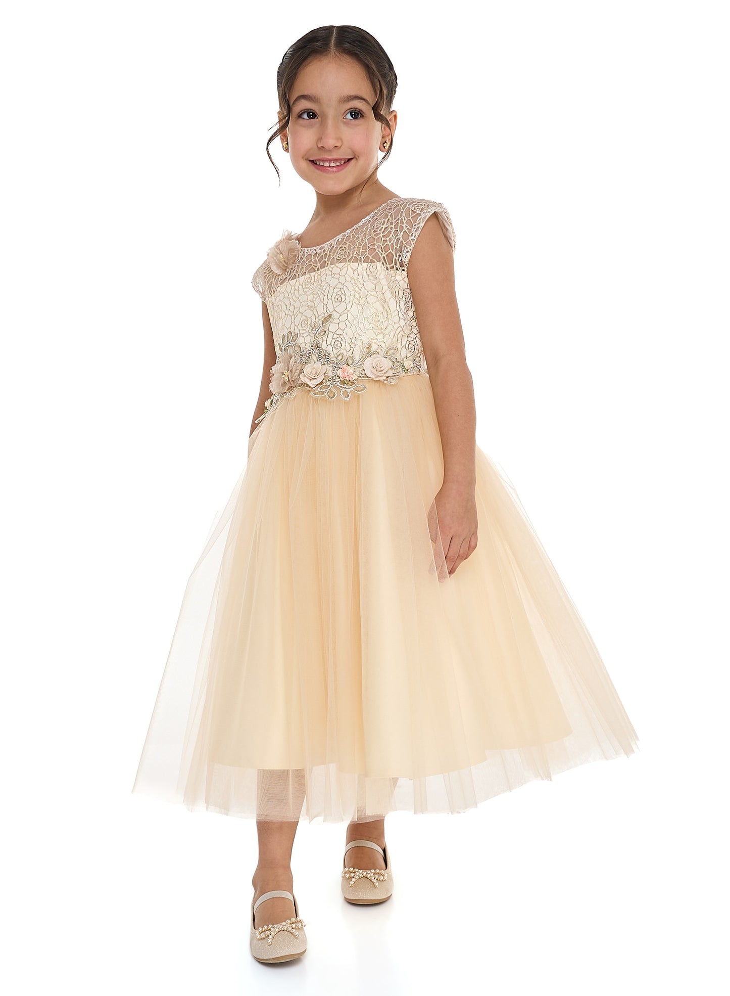 Champagne Lace And Tulle Dress