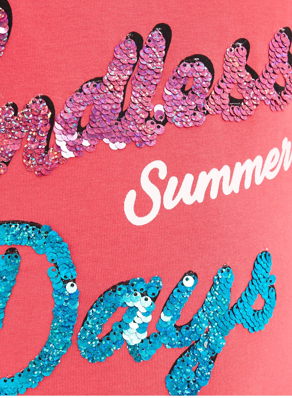 Victor And Jane Summer Graphic & Sequins Embellished T-Shirt - Pink