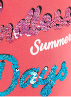 Victor And Jane Summer Graphic & Sequins Embellished T-Shirt - Pink