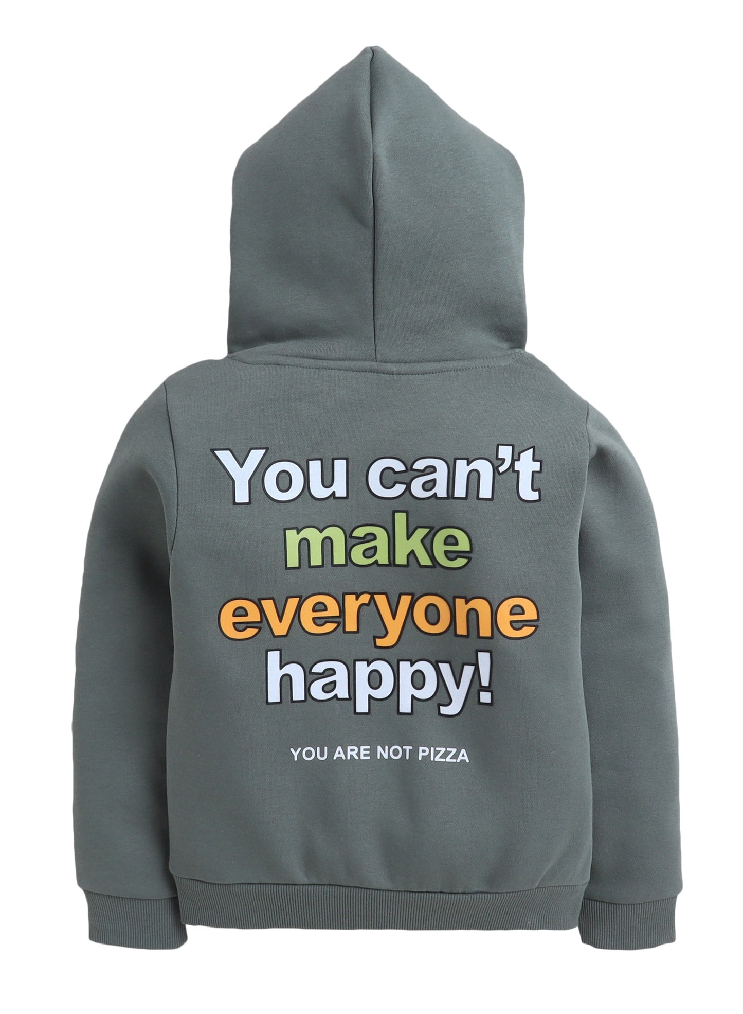 Boys' Olive Green Hoodie with “You Can’t Make Everyone Happy” Print