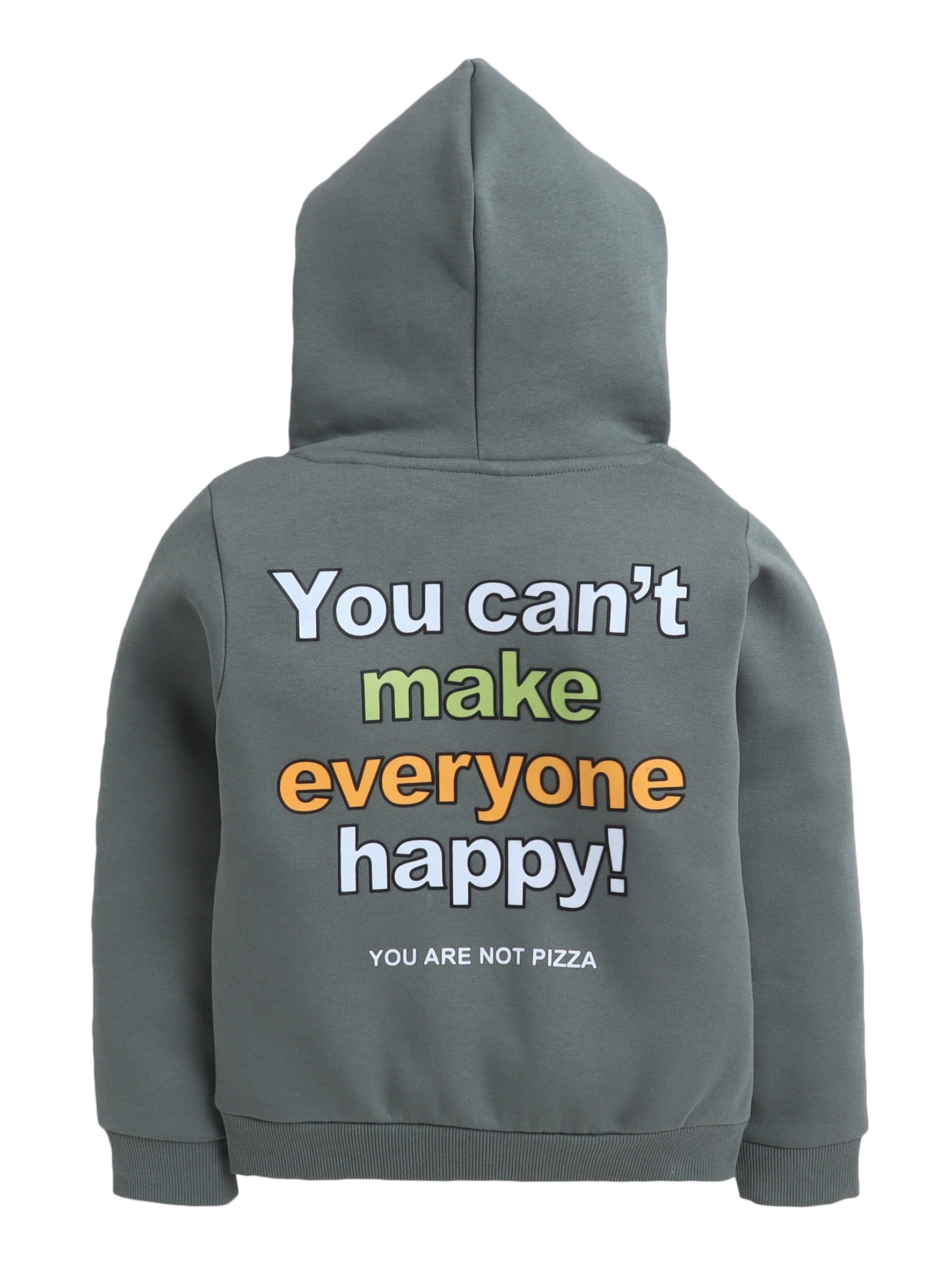 Boys' Olive Green Hoodie With Œyou Can’T Make Everyone Happy” Print
