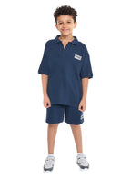 Boys' Jacquard Set “ Navy 2-Piece Outfit With Pockets, Polo T-Shirt And Shorts