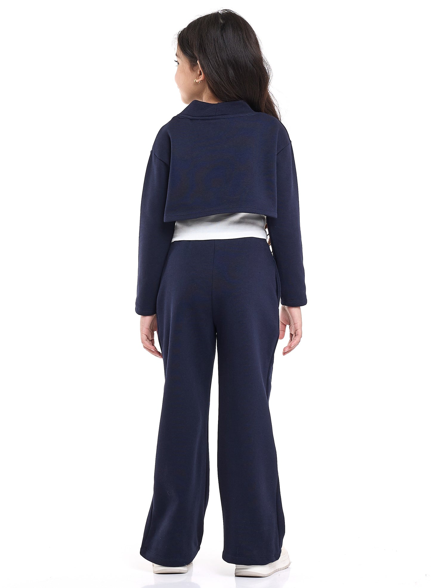 Junior Girls Bonjour 3-Piece Fleece Set – Navy & White