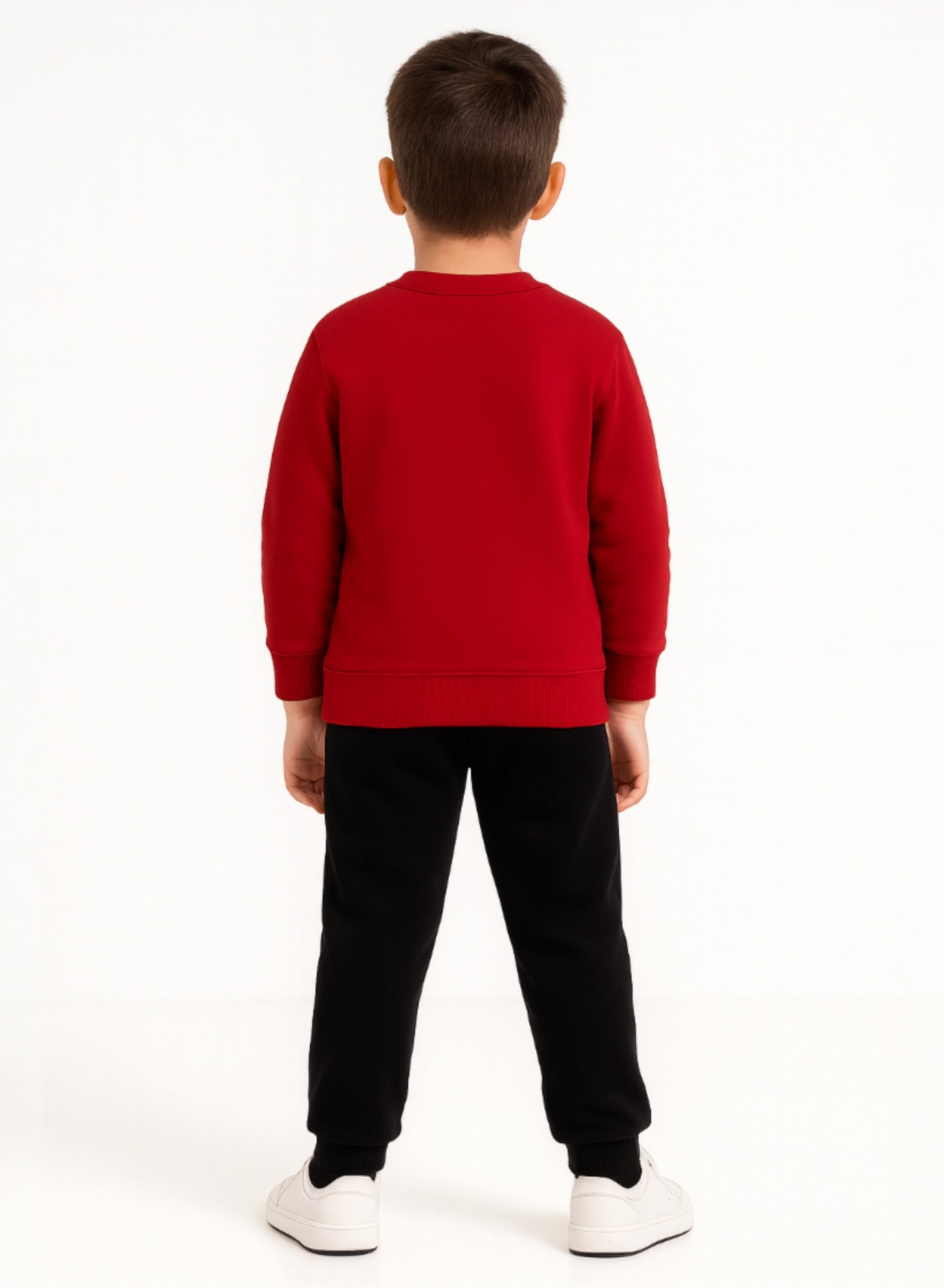 Boys’ Trendy  Winter Tracksuit – Red Sweatshirt & Black Joggers with NYC Print