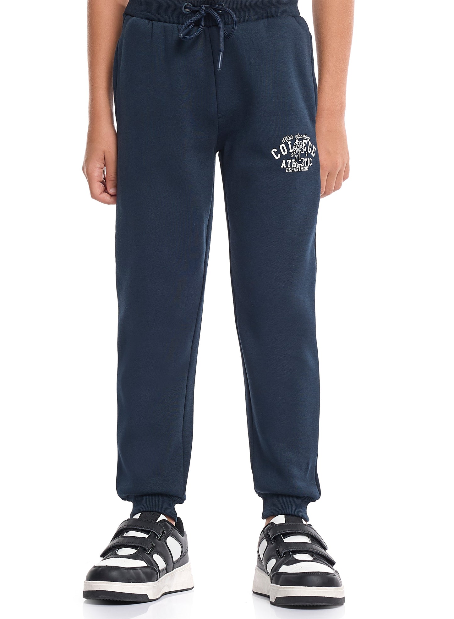 Boys’ Basketball League Fleece Set – Cream Sweatshirt & Navy Joggers