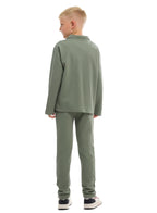 Victor And Jane Cotton Full Sleeves Jacket With Joggers Co-Ords Set - Olive Green