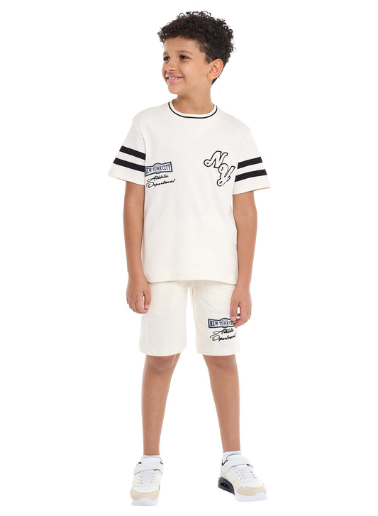 Victor and Jane Sr Boys' LA Aplique Embroidery Set - Beige