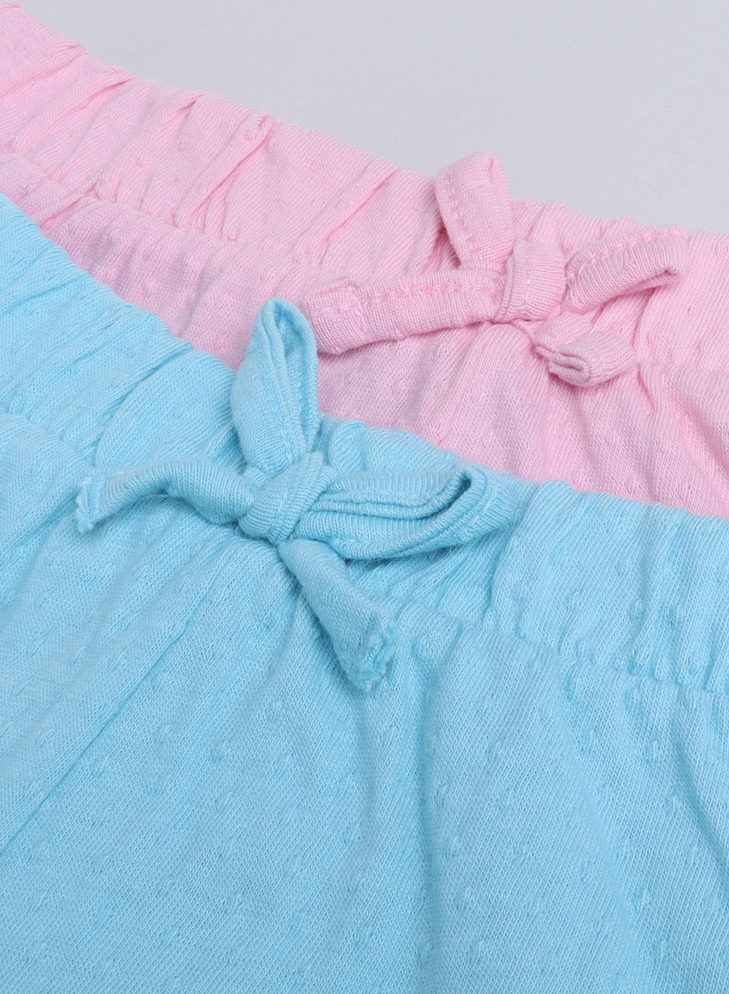 Victor And Jane Girls' Jacquard Shorts With Elasticated Waistband And Ruffle Trim- Pink And Blue-Pack Of 2
