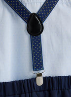 Blue Shorts And Braces Set With Shirt And Bow Tie