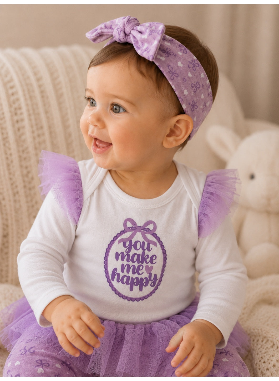 Baby Girls Long Sleeve Bodysuit and Tulle Skirt Leggings Set with Socks and Headband (4-Piece)
