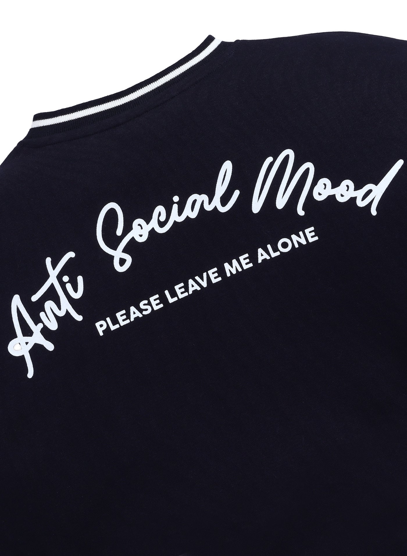 V-Neck "Anti Social Mood" Sweatshirt – Navy | 100% Cotton Fleece |