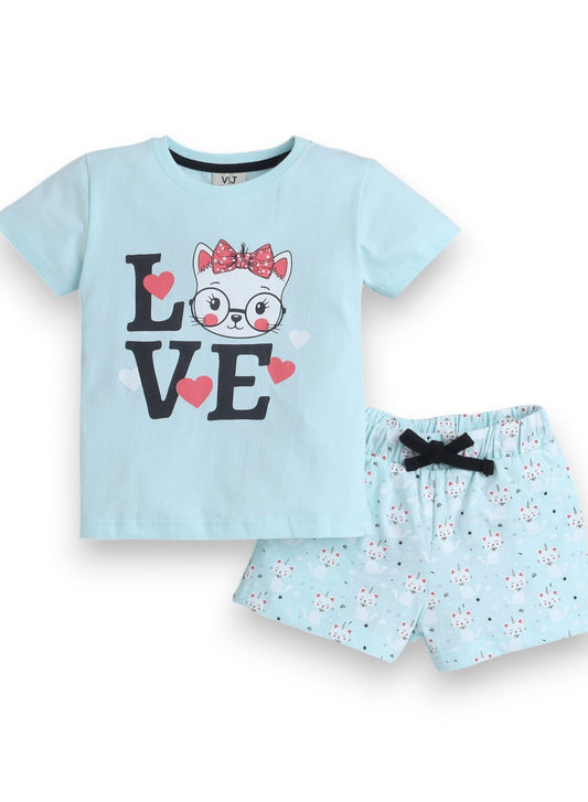 Victor and Jane - Printed T-shirt and Shorts Pyjama Set