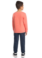 Victor And Jane Cotton Live The Game Graphic Full Sleeves Sweatshirt & Joggers Set - Coral & Navy Blue