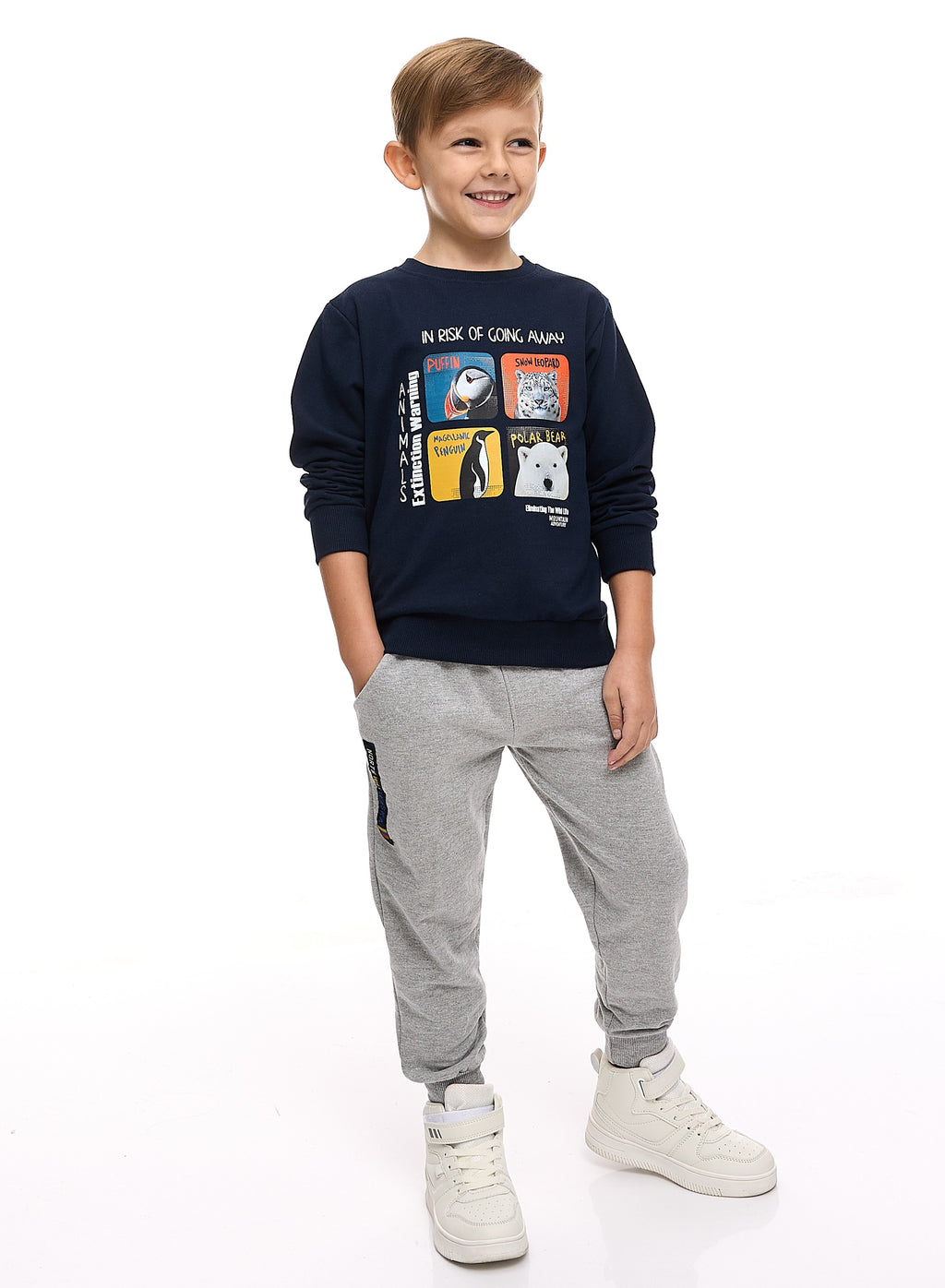 Boys' 2-Piece Sweatshirt And Jogger Set Navy-Grey Mil