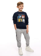 Boys' 2-Piece Sweatshirt And Jogger Set Navy-Grey Mil