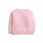 Back view of a plain light pink girls sweatshirt by victor and jane with ribbed cuffs and hem.