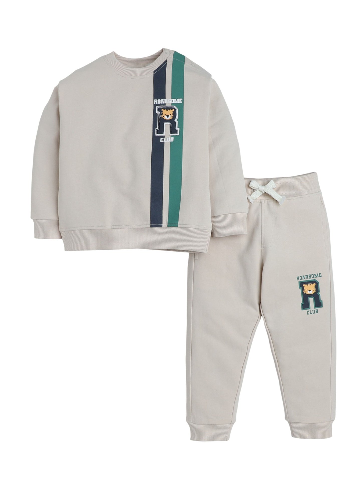 Baby Boys’ 2-Piece Fleece Set – “Roarsome Club” Sweatshirt & Joggers Set