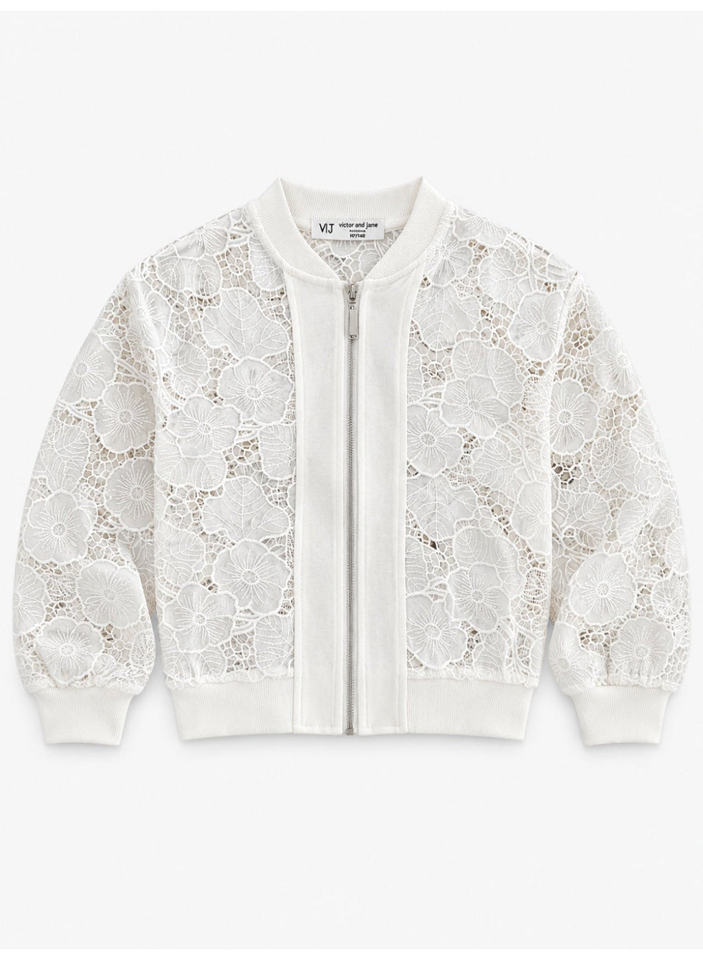 Girls Floral Lace full Zip Bomber Casual Jacket