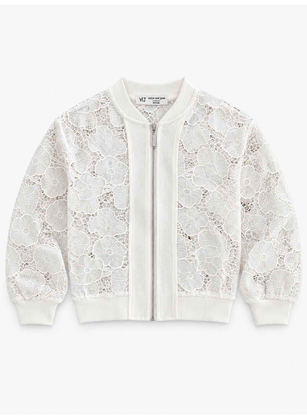 Girls Floral Lace full Zip Bomber Casual Jacket