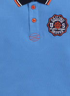 Victor & Jane Junior Boys' Polo T-Shirt “ Blue Colour With Embroidered Label Detail