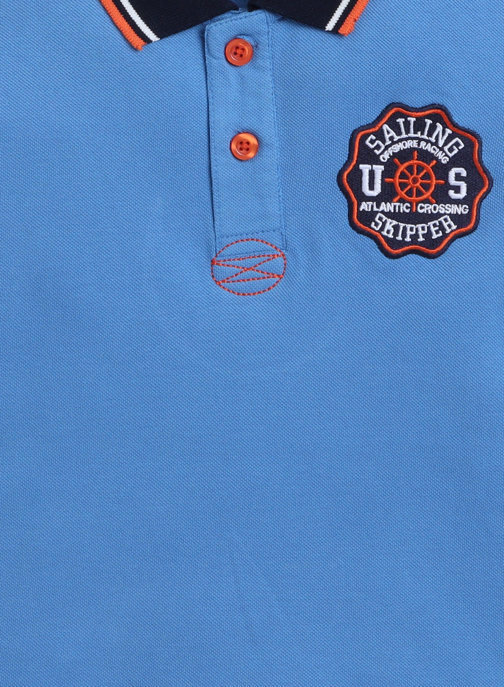 Victor & Jane Junior Boys' Polo T-Shirt “ Blue Colour With Embroidered Label Detail