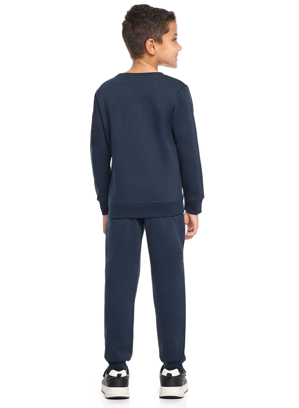 Victor And Jane Cotton Football Graphic Full Sleeves Sweatshirt & Joggers Co-Ord Set - Navy Blue