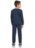 Victor And Jane Cotton Football Graphic Full Sleeves Sweatshirt & Joggers Co-Ord Set - Navy Blue