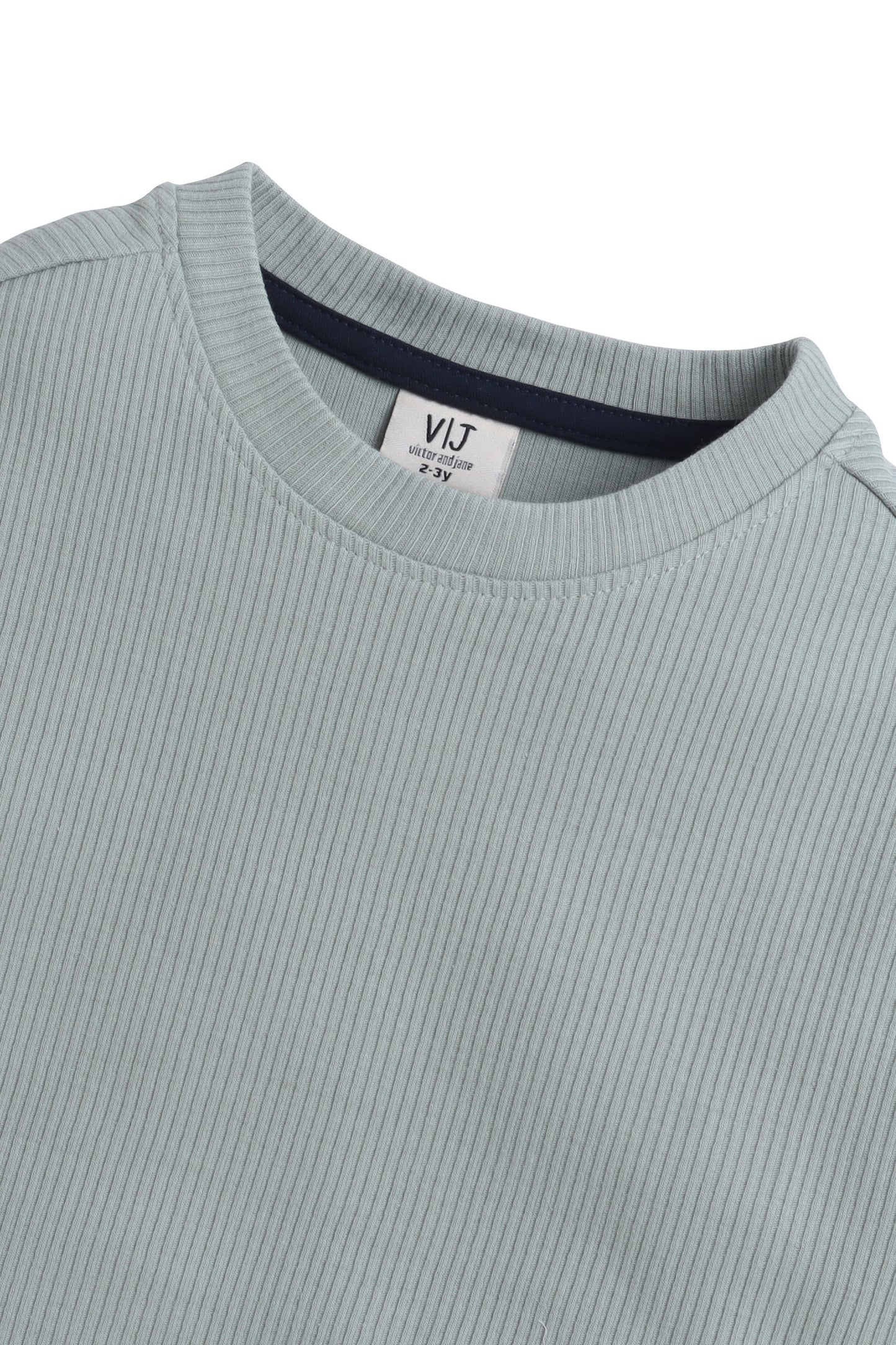 Junior Boys Ribbed Cotton T-Shirt - Light Olive