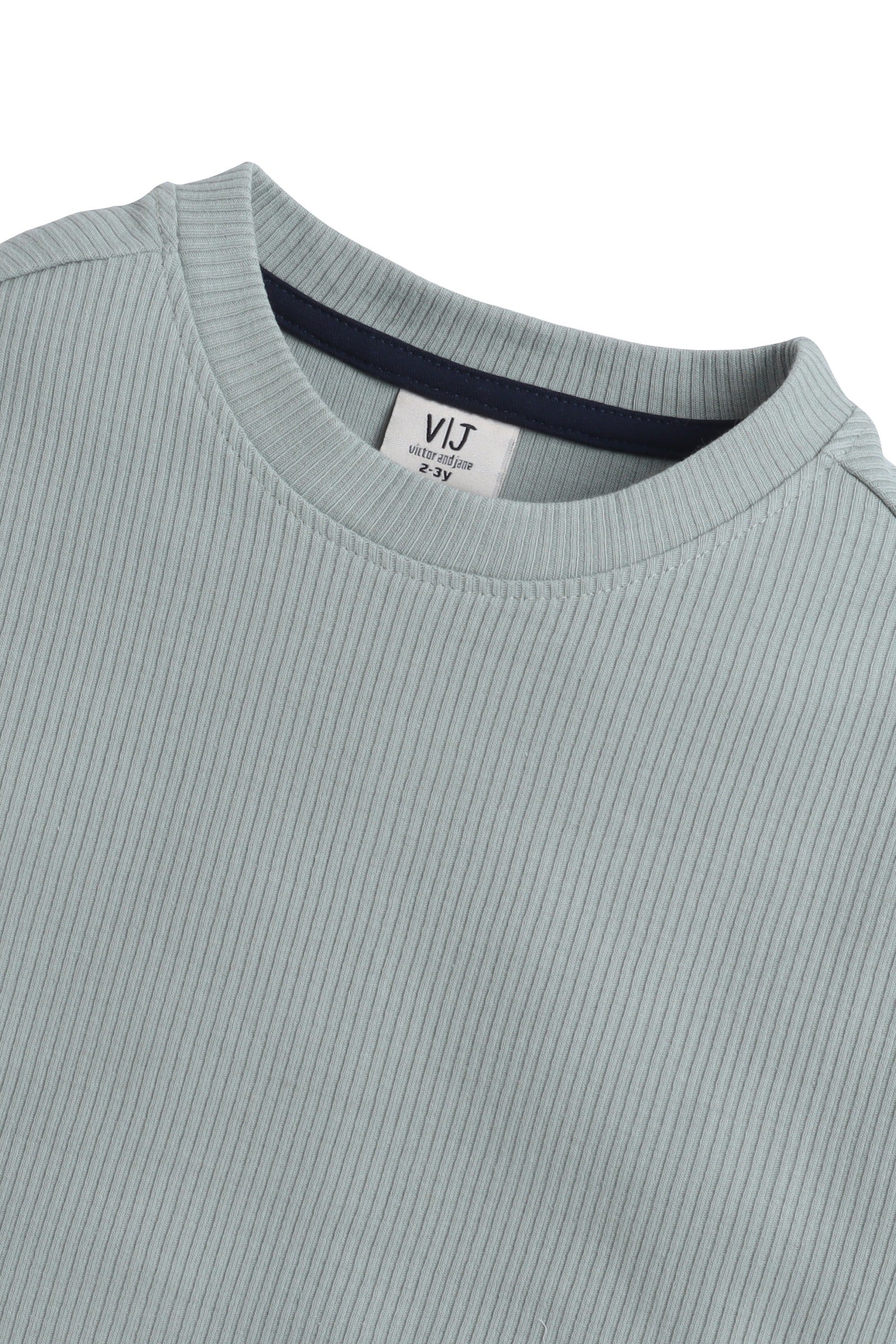 Junior Boys Ribbed Cotton T-Shirt - Light Olive