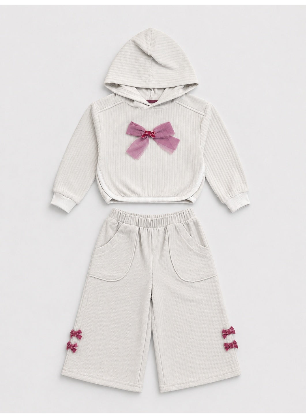 Baby Girls Hoodie with Bow and Pants Set